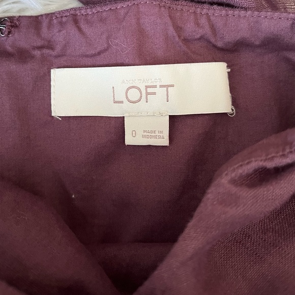 {LOFT} Sleeveless Linen Mini Shift Dress in Eggplant - Women's 0 - Picture 8 of 8